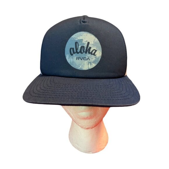 Aloha RVCA Mesh Trucker Hat Snapback Deep Fit Cap Unisex Blue White Hawaii - Picture 1 of 5